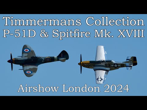 Timmermans Legends of Flight Griffon Spitfire Mk. XVIII & P-51D in 4K - Airshow London - 2024-09-15.