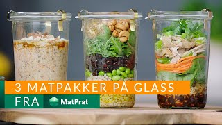 Matpakker på glass x 3