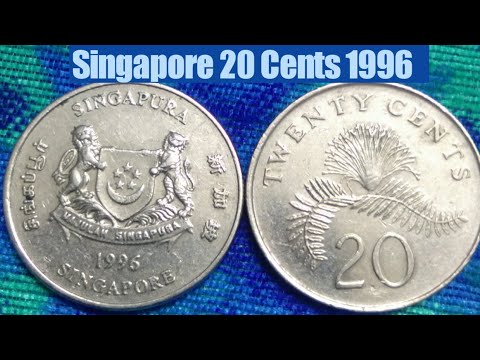 Rare Singapore 20 Cents 1996/ Singapore 20 Cents Ribbon Downwards 1992 -2013/ Mintage 45,000,000