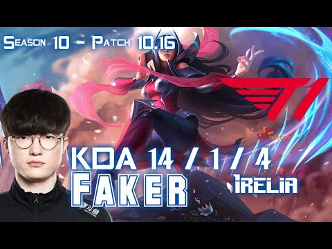 T1 Faker IRELIA vs TWISTED FATE Mid - Patch 10.16 KR Ranked