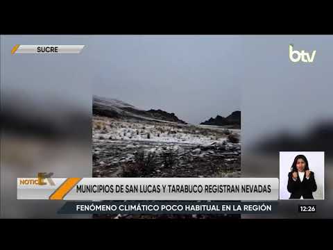 Nevadas sorprenden a pobladores de San Lucas y Tarabuco en medio de bajas temperaturas