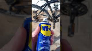 Spraying the Bicycle Chain and the Gears with WD-40