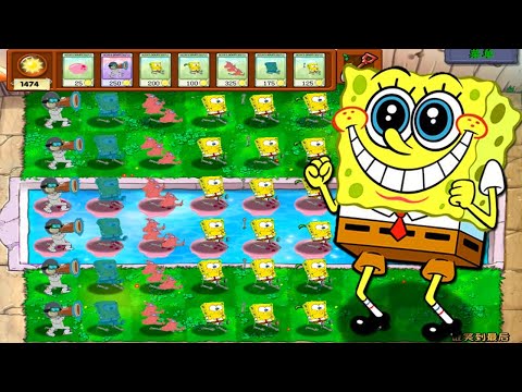 100% All PEA Spongebob VS All Zombies 2 - Plants vs Mod Spongebob