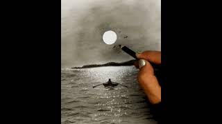 Pencil Drawing Landscape for Beginners | How to Draw Ocean Landscape Scenery Step by Step