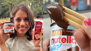 Nutella sticks Review | Lotus Biscoff Biscuit spread and breadsticks review | So Saute