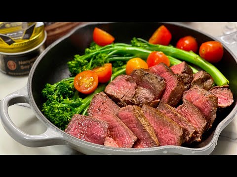 Homecooked medium rare Beef Tenderloin seasoned with...