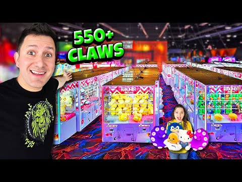 The CLAW MACHINES Never END at this Huge Arcade! (Over 550+ Claws)