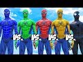 Spider-Man vs Blue Spiderman vs Yellow Spiderman vs Green Spiderman vs Black Spiderman