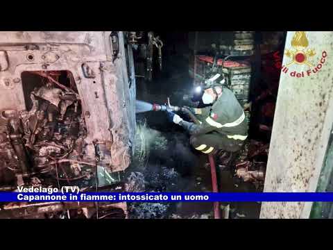Vedelago (TV). Capannone in fiamme: intossicato un uomo 19.10.2023
