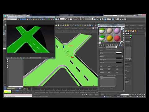 Create road markings using Vray and VrayDistanceTex map.