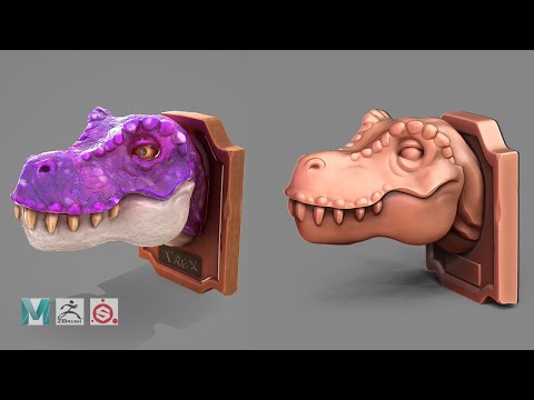 Making a Stylized T-Rex Head Mount in Maya, Zbrush, and Substance Painter