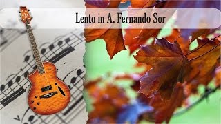 Partitura y Tablatura Lento in A. Fernando Sor. Guitarra Acústica