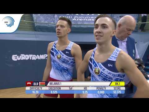 Aleh RABTSAU & Uladzislau HANCHAROU (BLR) - 2018 Trampoline European Champions, synchro
