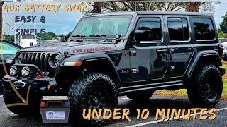 How to Quickly Replace The Jeep Wrangler JL & Gladiator 3.6L  Auxiliary Battery V6 | Very Easy