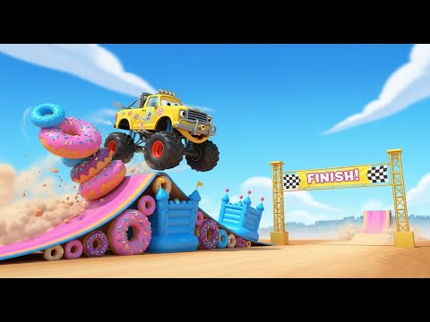 A stunt car flying through the air on a massive ramp in the game Impossible Ramp Racing