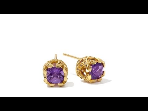 Victoria Wieck Gemstone Crown Stud Earrings
