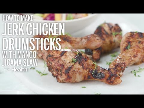 Jerk Chicken Drumsticks with Mango Jicama Sauce | Health