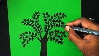 Easy tree drawing in folk style