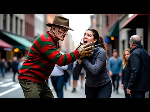 PEGADINHA - FREDDY KRUEGER ASSUSTANDO PESSOAS - HALLOWEEN
