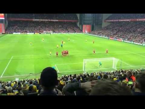 Zlatan Ibrahimovic free kick goal Denmark-Sweden (Euro Qualifier 2015)