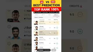 MI vs SRH Dream11 Prediction, srh vs mi Dream11 Team,mumbai vs hyderabad today Match  Dream11 Team