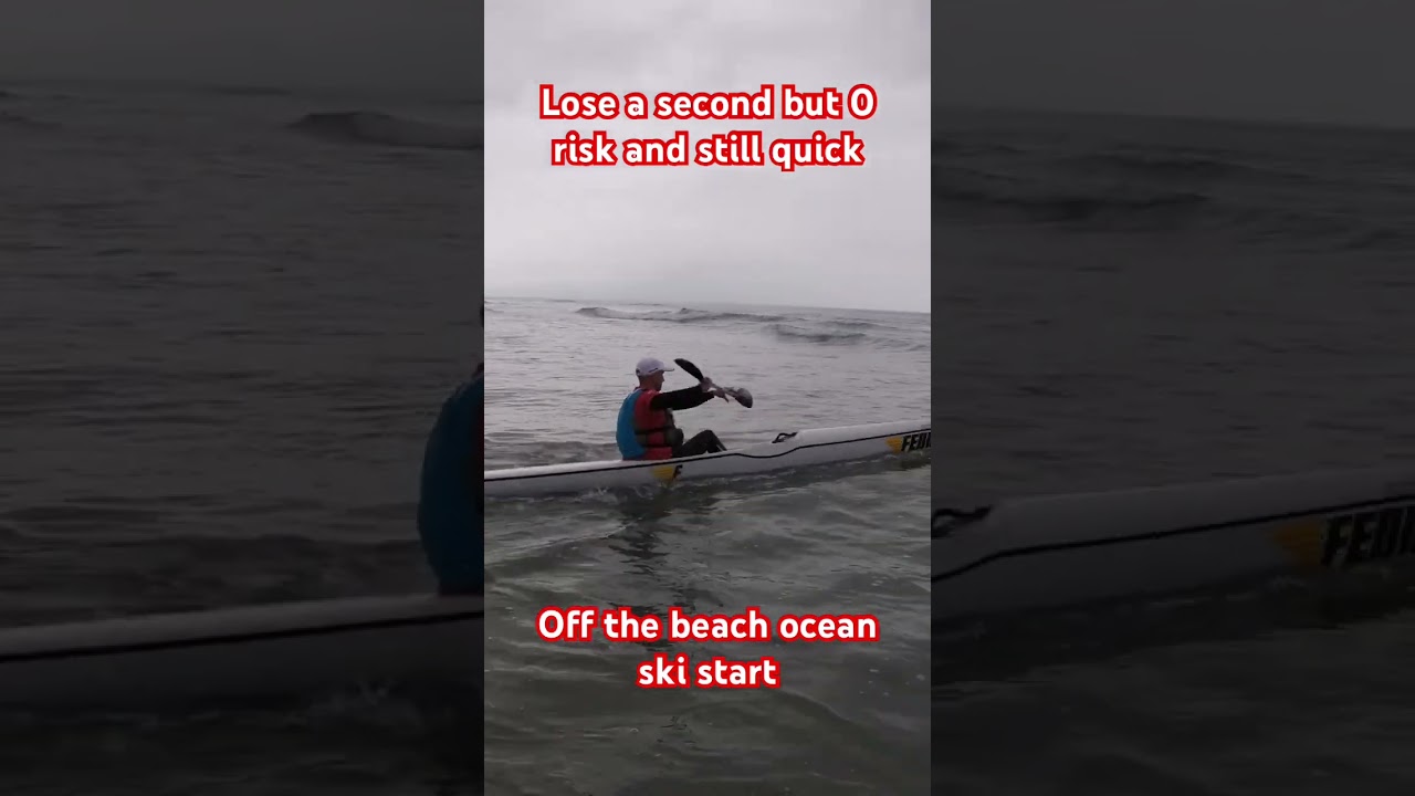 Ocean surf ski start off the beach #paddle #ocean #workout #paddlers #surfski