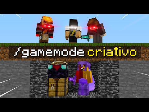 3 CAÇADORES VS 1 SPEEDRUNNER com MODO CRIATIVO A CADA 1 MINUTO NO MINECRAFT