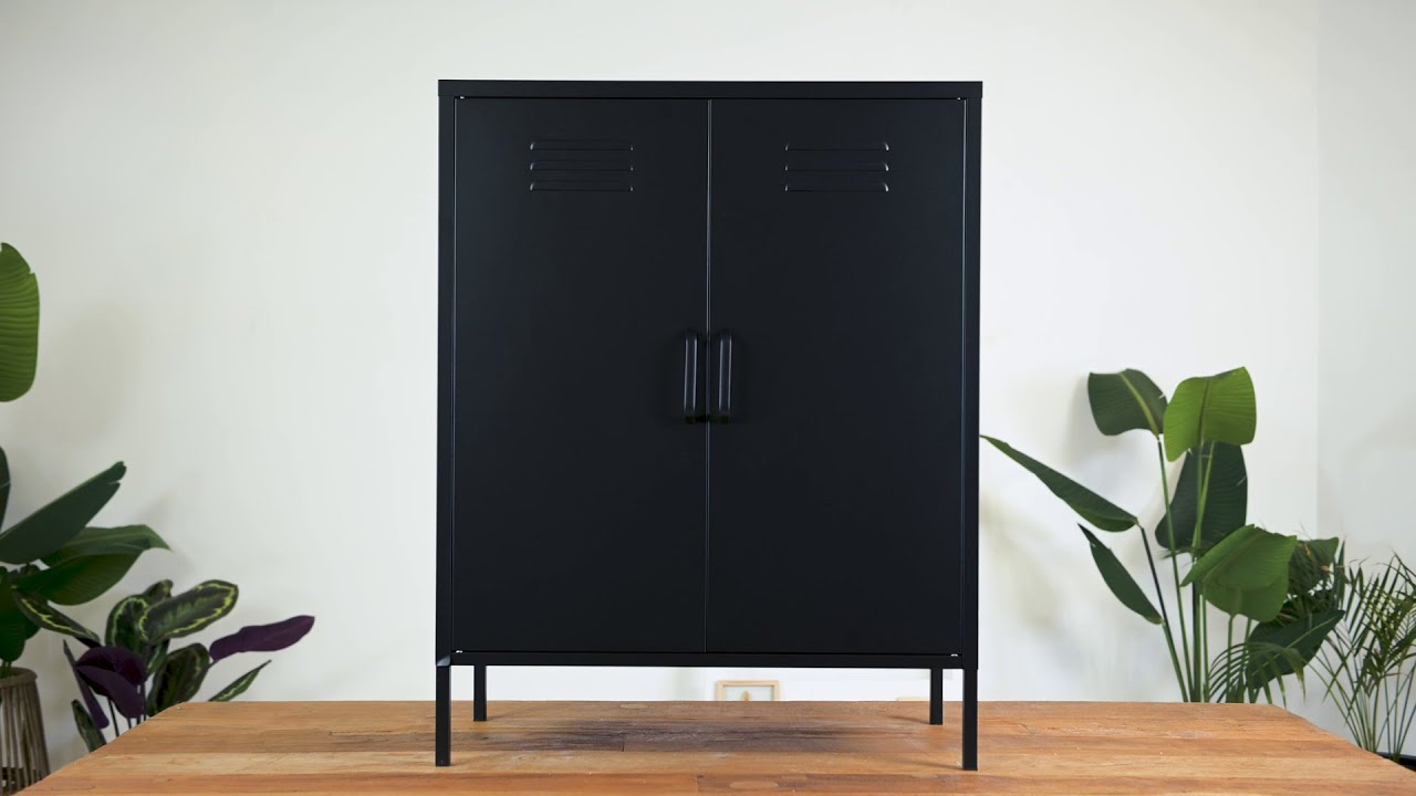 MaximaVida metalen locker vitrine kast Finn 102 x 80 x 40 cm ivoor - 2 schappen