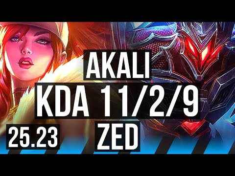 AKALI vs ZED (MID) | 11/2/9 | EUW Challenger | 25.23