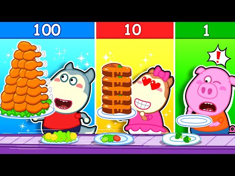 Wolfoo, Lucy & Piggy: 100 Layers of Food Challenge #4 | Kids Cartoon