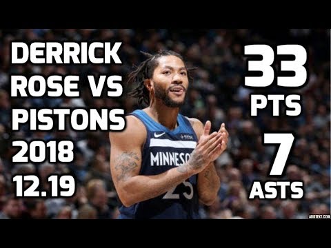 Derrick Rose Full Game Highlights vs Pistons | 2018.12.19 | 33pts, 7asts! Crazy layups!
