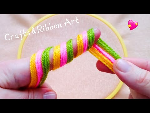 It's so Beautiful 💖🌟 Superb Woolen Flower Making Idea with Finger -  DIY Cute Woolen Flower Design