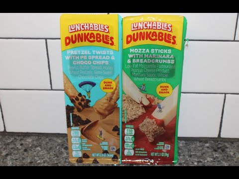 Lunchables Dunkables Pretzel Twists w/PB Spread & Choco Chips, Mozza Sticks w/Marinara & Breadcrumbs