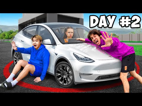 Last To LEAVE Tesla = KEEPS It (Challenge) | NichLmao