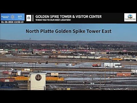 Live webcam view of Bailey Yard Railcam, Golden Spike Tower (East)