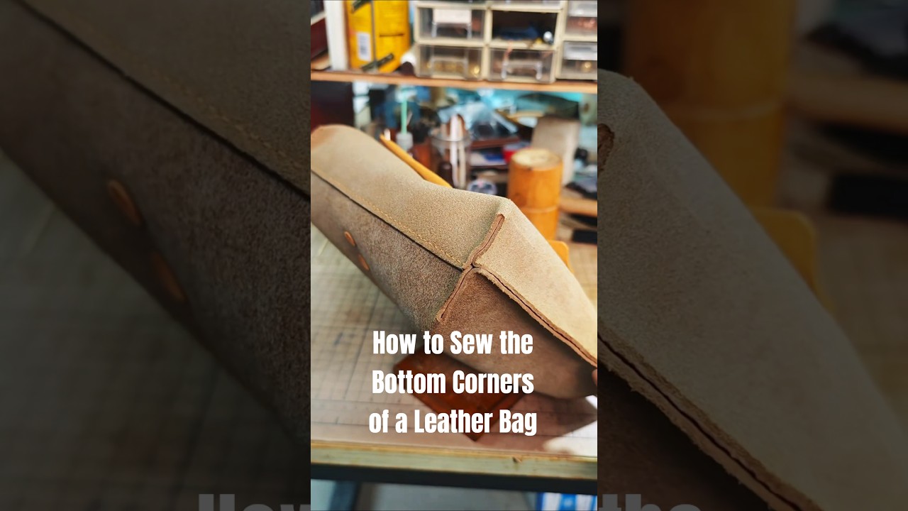 How to Sew the Bottom Corners of a Leather Bag | Shock Crafts #leathercraft #diy #handmade #sewing