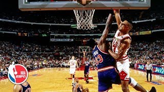 Scottie Pippen dunks on Patrick Ewing, then taunts Spike Lee | ESPN Archives video thumbnail