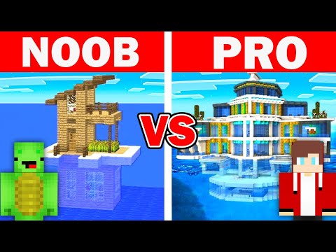 mikey_turtle - Mikey & JJ - NOOB vs PRO : House On Water Build Challenge in Minecraft - Maizen