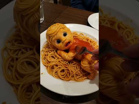 Thought it was just spaghetti… then it cried #spaghetti #illusion #creepycute