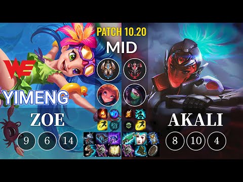 WE yimeng Zoe vs Akali Mid - KR Patch 10.20