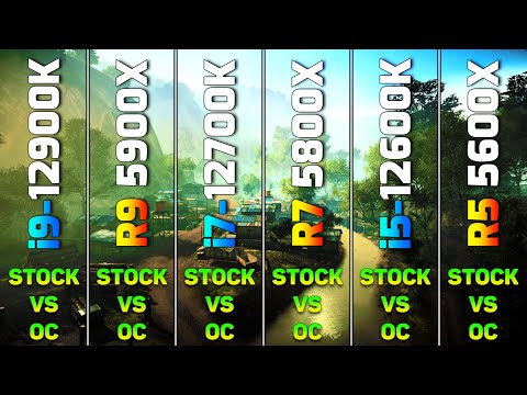 Stock vs Overclock | i9 12900K vs R9 5900X vs i7 12700K vs R7 5800X vs i5 12600K vs R5 5600X