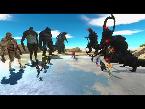 Godzilla x Kong + Beast Titan + Team Marvel vs Shin Godzilla + Colossal Titan + Biollante + Team DC