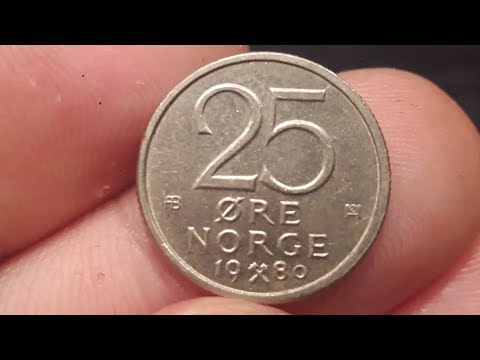 25 ORE Coin NORGE 1980 VALUE - Norway 25 Ore coin value