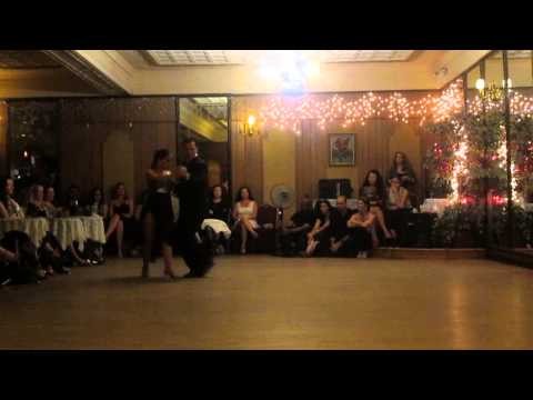  Leandro Oliver  and  Laila Rezk  are  dancing  to  the  vals  "  Flores Del Alma  "  by  Francisco Canaro