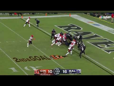 Joe Burrow Scores 1 yard rushing touchdown vs Baltimore ravens