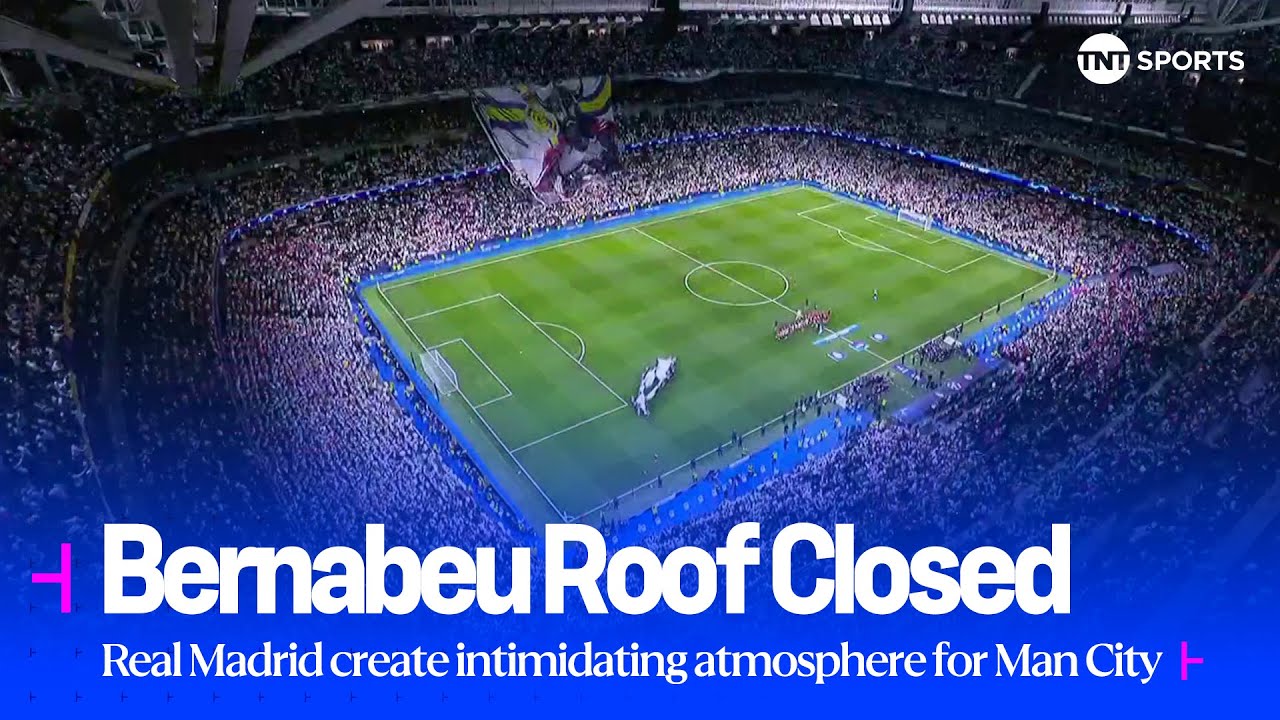 Real Madrid close the Bernabéu roof to ramp up atmosphere ahead of Man City quarter-final first leg🤩