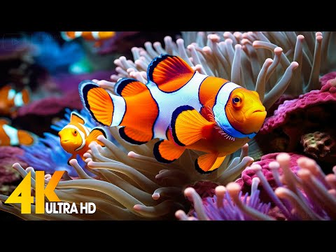 Aquarium 4K VIDEO (ULTRA HD) ???? Beautiful Coral Reef Fish - Relaxing Sleep Meditation Music #72