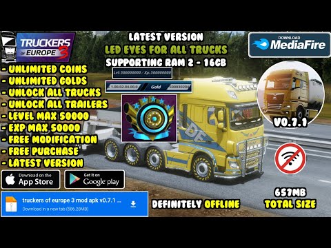 truckers of europe 3 mod apk v0.7.1 | new engine sound, unlock all, free purchase and unlimited gold