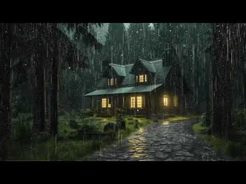 Barulho de Chuva com muitos Trovões na Estrada da Floresta Nebulosa - Chuva e Trovoadas para Dormir