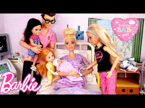 Barbie & Ken Doll Family Have a New Baby Story
